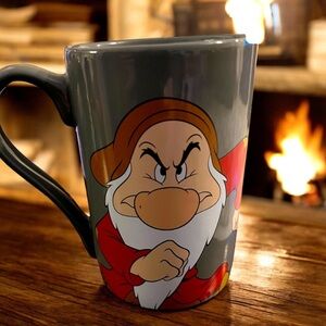 Disney Grumpy Mug Snow White Dwarf Gray Red Coffee‎ Cup Ceramic Collectible